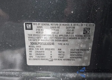 2018 GMC Terrain Slt из США, поврежденный, VIN 3GKALPEX5JL303245